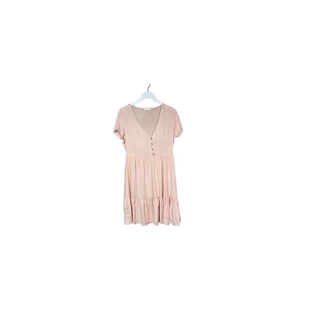 Ultra Flirt short sleeve tiered pink peasant dress - M